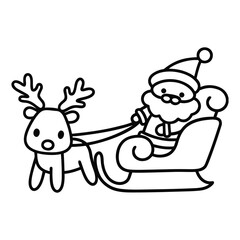 Christmas animal coloring page, Animal coloring page, winter animal coloring pages, black and white illustration, Animal Christmas line art
