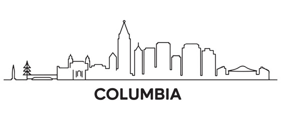 Fototapeta premium Columbia Line Art skyline silhouette. Black Columbia city. with white background