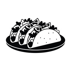 Hand drawn illustration of three delicious tacos on a plate