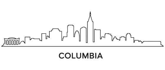 Fototapeta premium Columbia Line Art skyline silhouette. Black Columbia city. with white background