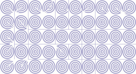 Circle pattern grid with partial circles and distorted concentric shapes in light purple