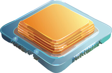 Minimal Futuristic AI Chip with Glowing Circuit Design