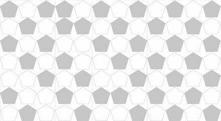 Repeated pattern of pentagons, some filled gray, on white ground