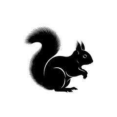 Vector art of black silhouette of squirrel sitting upright