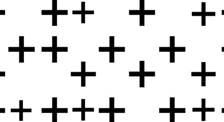 Black plus symbols in an offset grid pattern on a white background