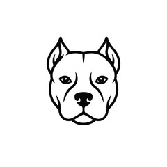 Stylized line art portrait of a pitbull dog head