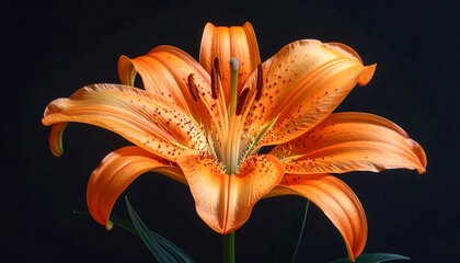 Close-up of an orange lily against black background