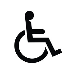 Black silhouette of a person in a wheelchair on a white background