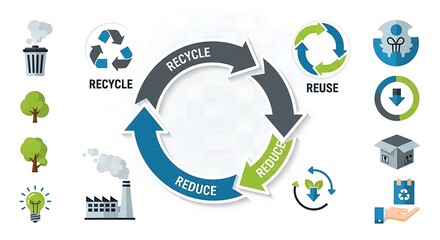 Recycle Reduce Reuse Infographic – 3R Sustainability Concept with Circular Arrows