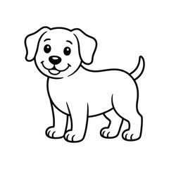 Cute cartoon puppy dog standing and smiling with happy expression
