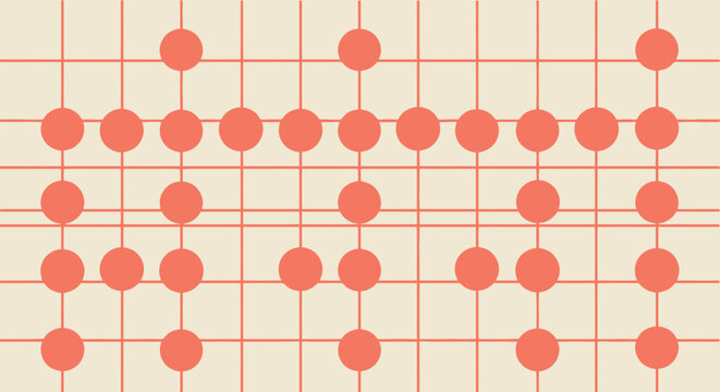 Abstract grid with red circles
