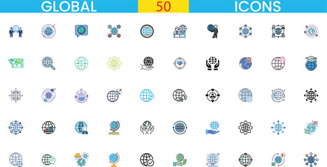 Global set of diverse 3d icons for digital and print applications vector