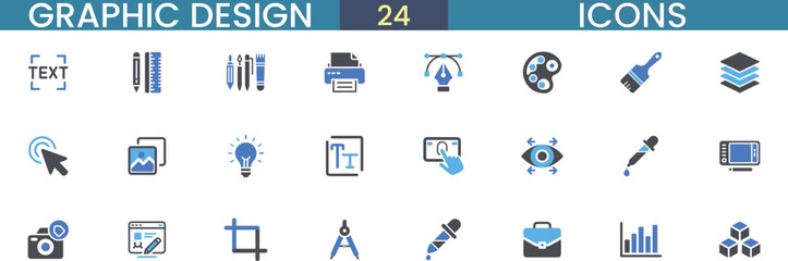 Graphic design icons set for creative professionals vector