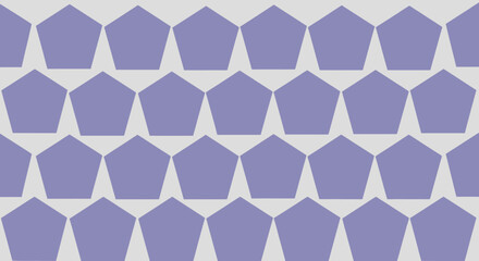 Tiled, uniform periwinkle pentagons on light grey background