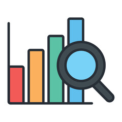 Bar Chart Analytics Magnifying Glass Icon