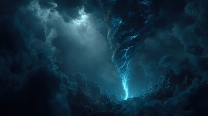 Obraz premium Dramatic storm clouds with intense lightning.