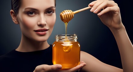 Fototapeta premium girl with honey