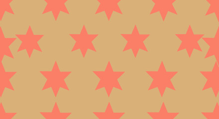 Repeated 6-pointed coral star pattern on beige