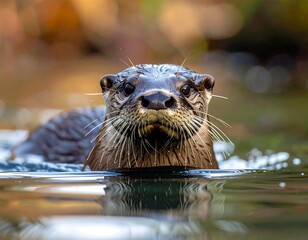 Close-up of an otter swimming