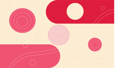 Abstract geometric composition featuring rounded rectangles and circles in pink and cream tones