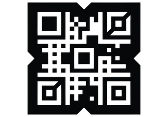 Vector art of complex qr code with intricate squares and patterns in black and white, symbolizing digital information and modern technology
