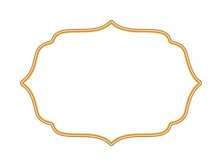 Shiny golden 3d frame. Ornamental border in oriental style. Indian decorative element. Realistic object mockup for photo frame. Vector for certificate, stamp, vignette