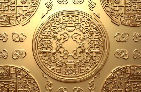 Golden pattern, light gold background, symmetrical patterns