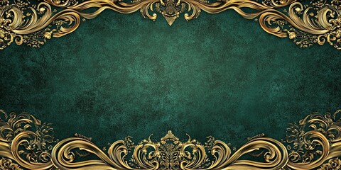 Green background with golden decoration, an elegant and luxurious style