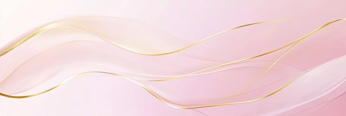 Light pink background with golden lines, vector illustration, flat design, simple style