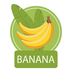Label, Sticker Banana for fruit, icon. Fruit Sticker, Banana taste. Vector EPS10