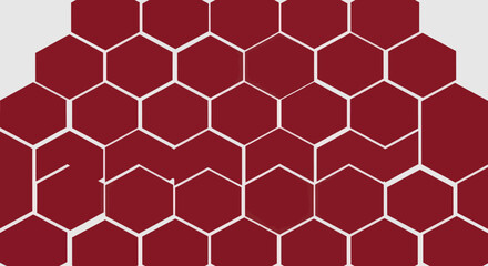 Dark red hexagons in a layered honeycomb pattern on light gray