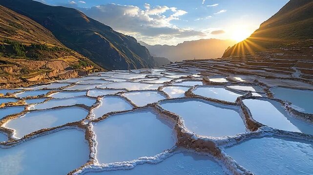 maras salt terraces cusco peruvian landscape video