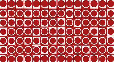 Red circles & outlined circles in a tiled, alternating square grid