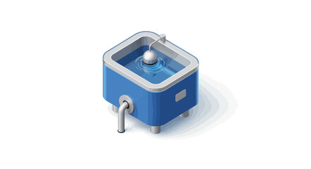 Fototapeta premium Illustration of a Blue Water Trough with a Float Valve System on White