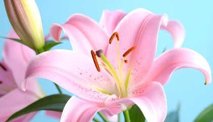 Fototapeta premium Close-up of a delicate pink lily