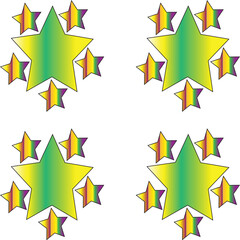 Bright Rainbow Star Burst Pattern With Surrounding Mini Stars For Celebration Or Decor