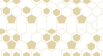Geometric pattern with gold hexagons and pentagons on white