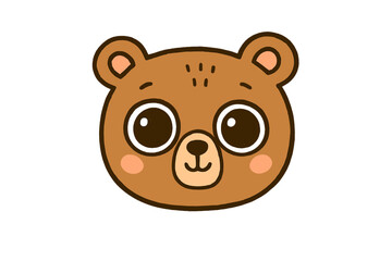 Obraz premium Cute bear head with big eyes. Kawaii animal face illustration for kids. Vector cartoon for baby shower, nursery decor, t-shirt print. Dream big inspirational lettering design.