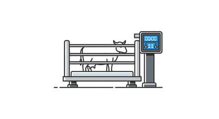 Modern illustration of cow weighing scales, showing livestock management