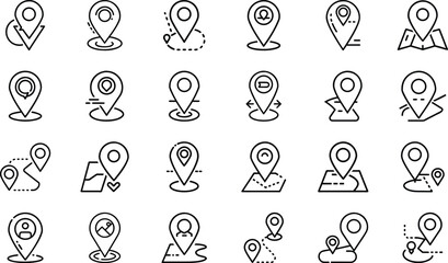 Bundle Minimal Line Icon Of A Location Pin Eps 16