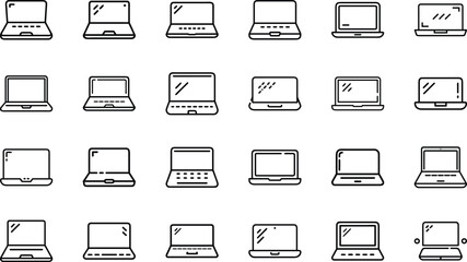 Bundle Minimal Line Icon Of A Laptop Eps 14