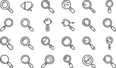 Bundle Minimal Line Icon Of A Magnifying Glass Eps 18