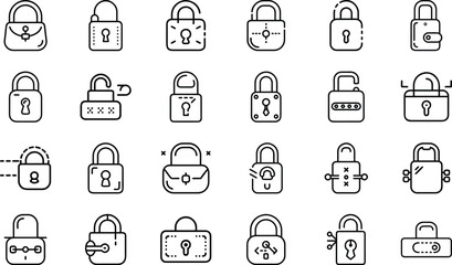 Bundle Minimal Line Icon Of A Lock Eps 17