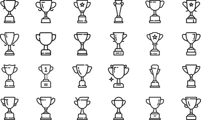 Bundle Minimal Line Icon Of A Trophy Eps 22