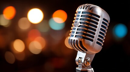 A microphone is on a microphone stand