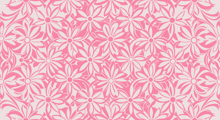 Pink-hued floral background, seamless pattern