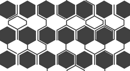 Dark gray and white interconnected hexagonal pattern