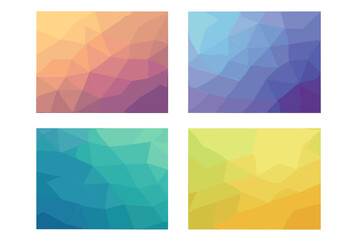 Fototapeta premium Abstract low poly polygonal backgrounds set in vibrant pastel colors with smooth geometric gradient shapes, modern multicolor design for digital and graphic projects