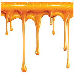 Delightful Display of Dripping Golden Liquid Evokes Tempting Sweetness Illustrating Honey Caramel or Syrup Cascading Down Displaying Viscosity Texture and Inviting Glimpse of Deliciousness Captivating