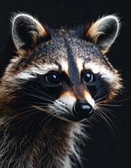 Obraz premium Majestic raccoon portrait with dramatic low key lighting